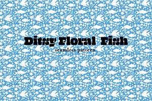 Fish & Ditsy Floral Seamless Pattern