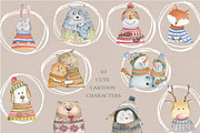 Cute animals in warm winter fabric, an Animal Illustration by Love Watercolor Store (Thumbnail 3 of 8)