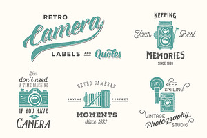 Retro Cameras Quotes Vector Labels