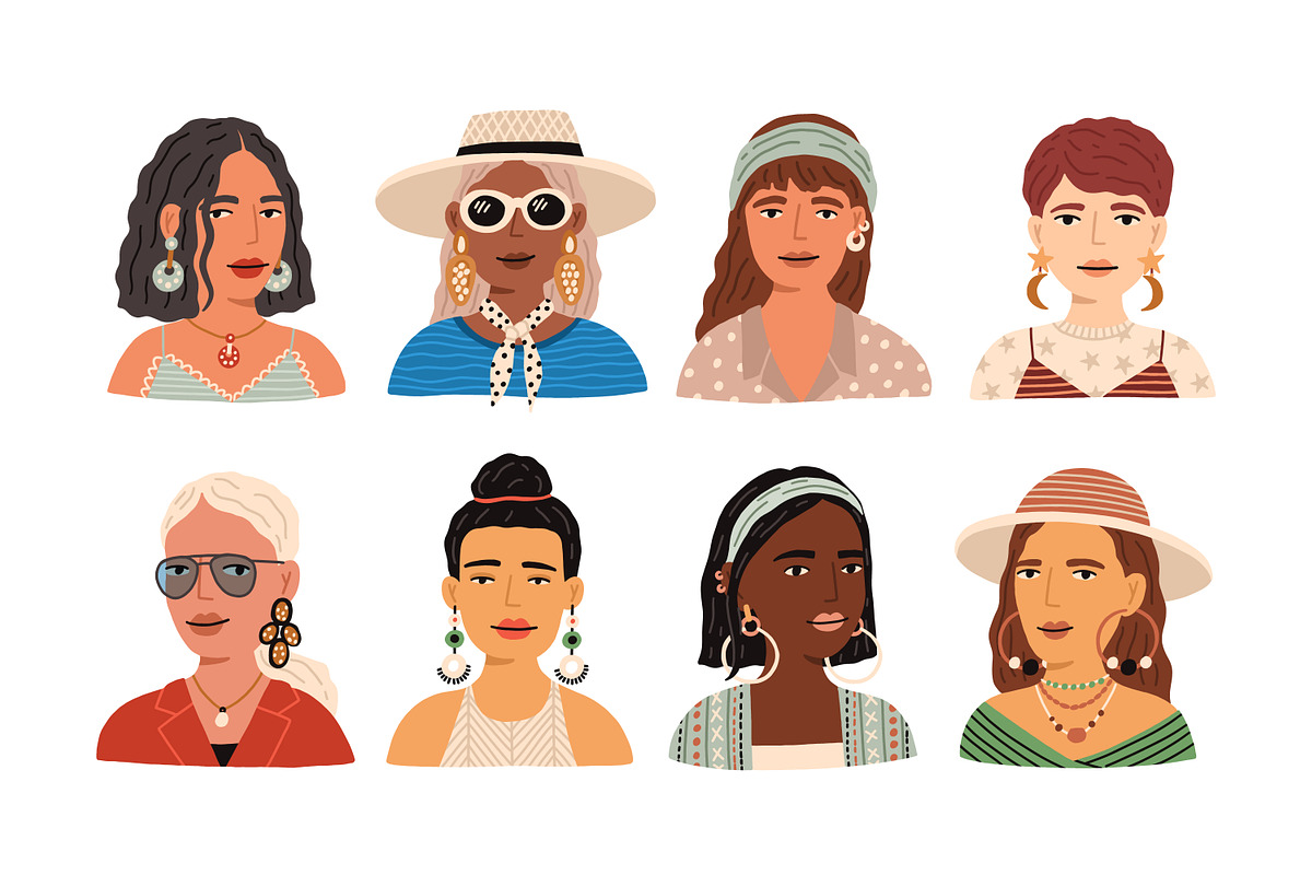 Modern women portraits set, a Person Illustration by Good Studio (Photo 3 of 6)