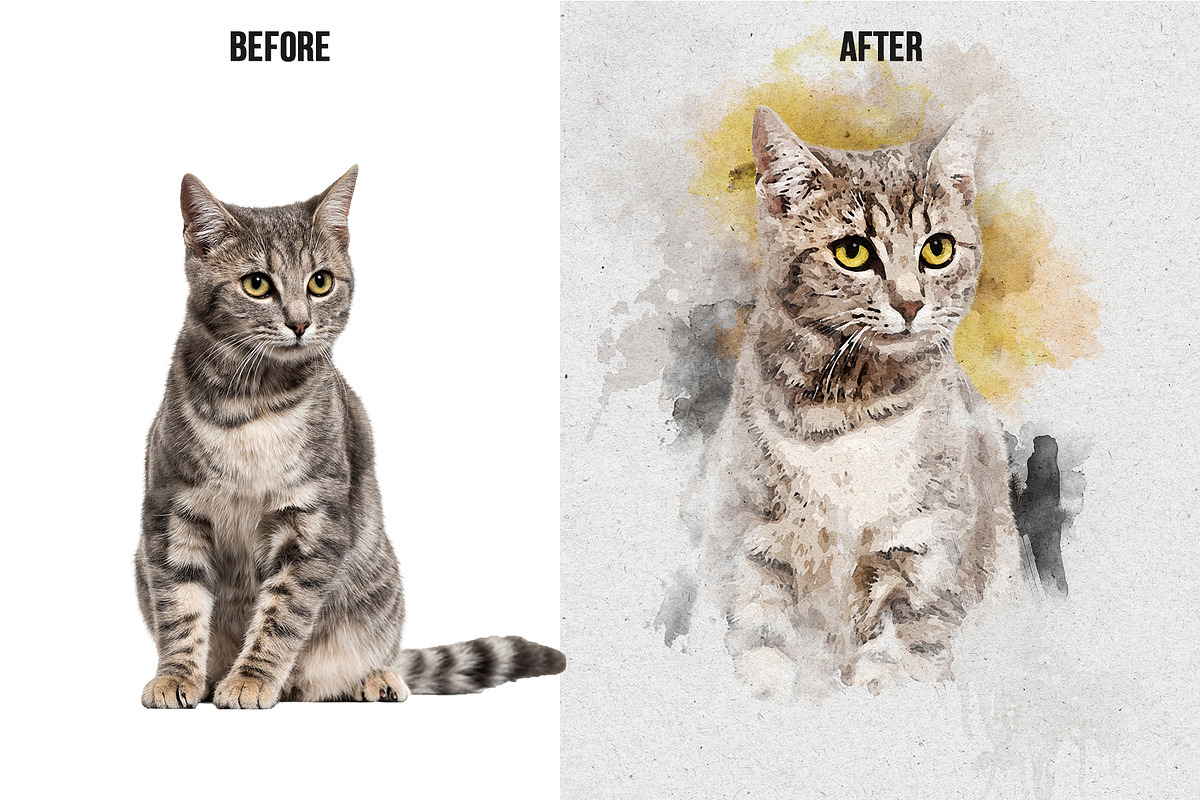 Pet Watercolor Art Photoshop Effect, an Action Add-On by Shovajit (Photo 7 of 8)