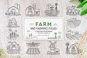 Farm icons and farming fields, an Outline Icon by Bezvershenko (Thumbnail 2 of 8)