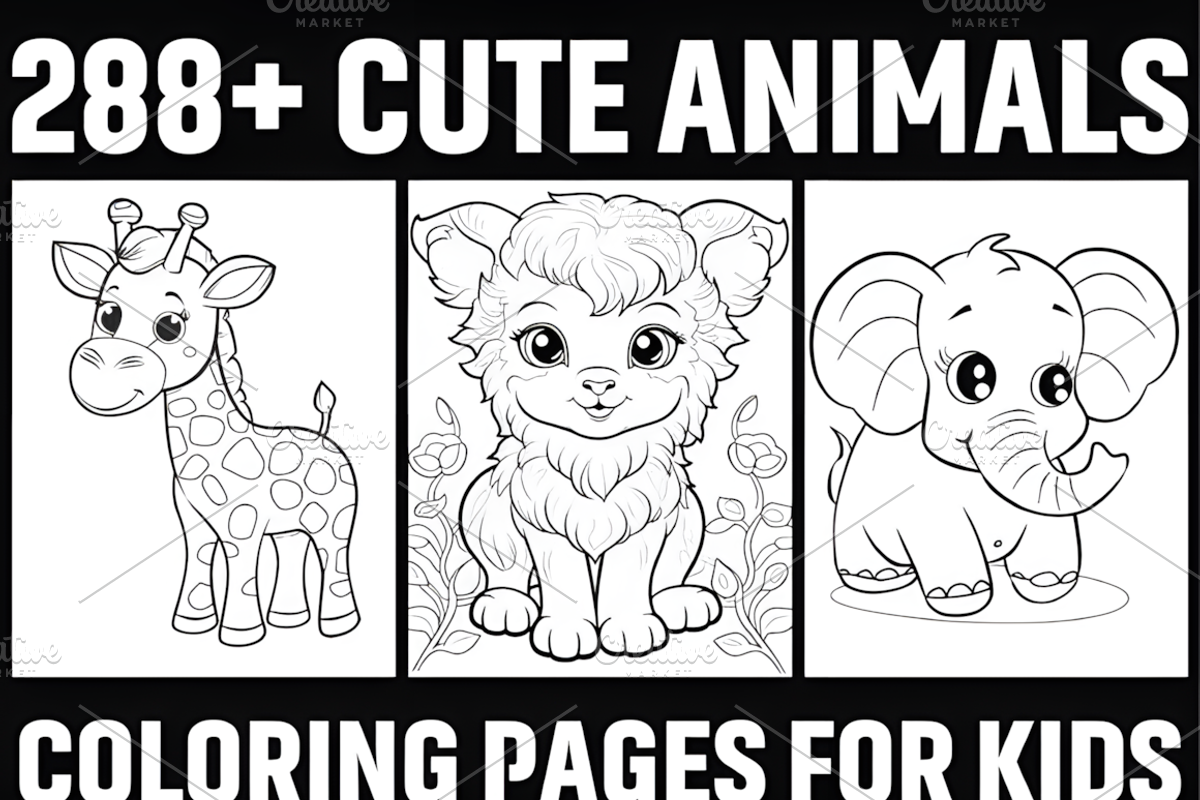 288+ Cute Animal Coloring Pages, an Animal Illustration by Design Station (Photo 1 of 3)