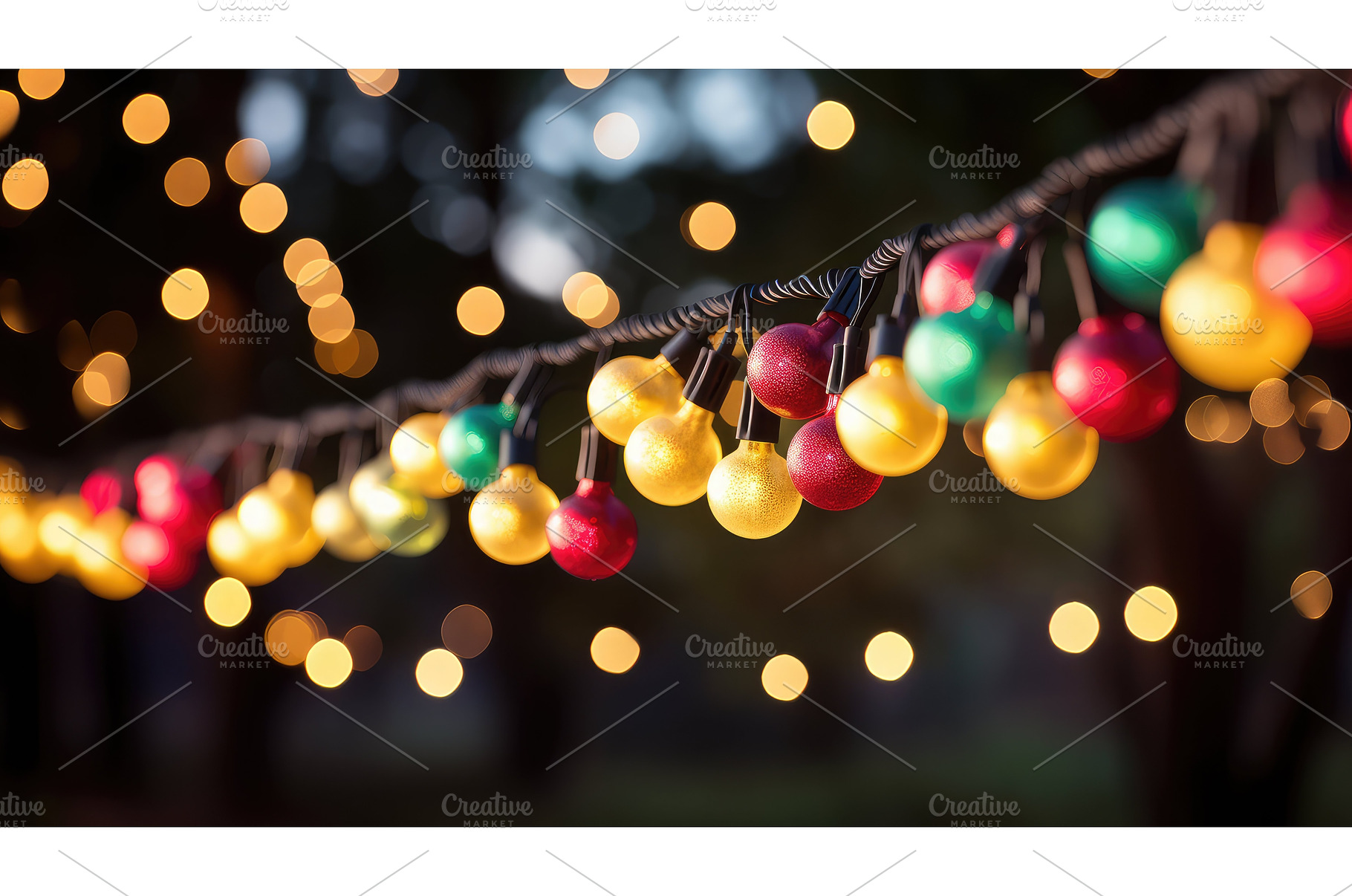 glowing holiday lights border ai, a Holiday Photo by pikepicture