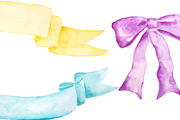 Watercolor Ribbon Banner Bow, a Work Illustration by Corner Croft (Thumbnail 2 of 3)