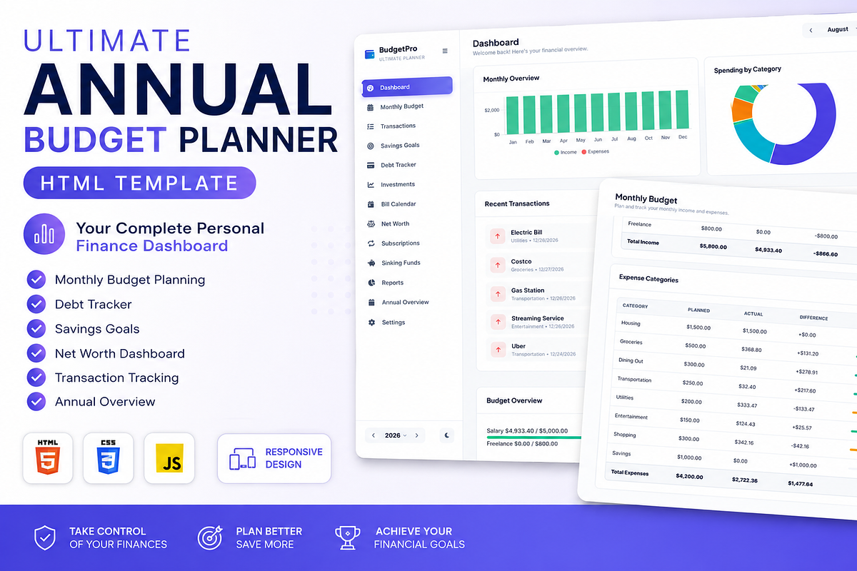 Annual Budget Planner HTML Template, a HTML Template by Creative House (Photo 1 of 11)