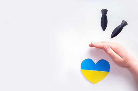 Stop war in Ukraine concept, a Photo by Rimma