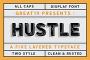 HUSTLE | vintage 5 layered font, a Sans Serif Font by great19 (Thumbnail 1 of 9)