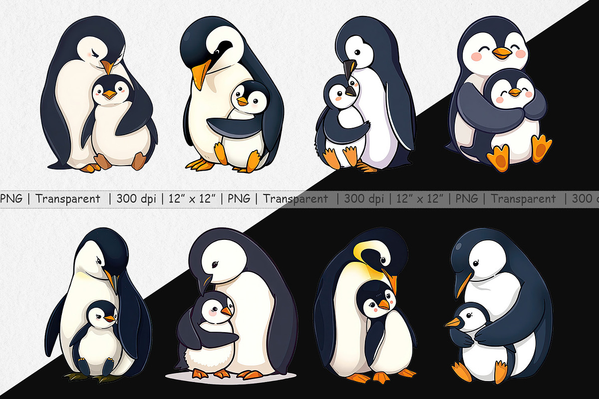 Penguin Family Love Clipart, a Graphic by Artnoy (Photo 2 of 5)