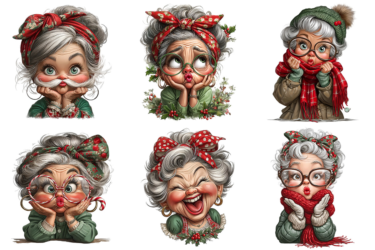 Funny Christmas Grandma PNG, an Illustration by Craft Nest (Photo 11 of 11)