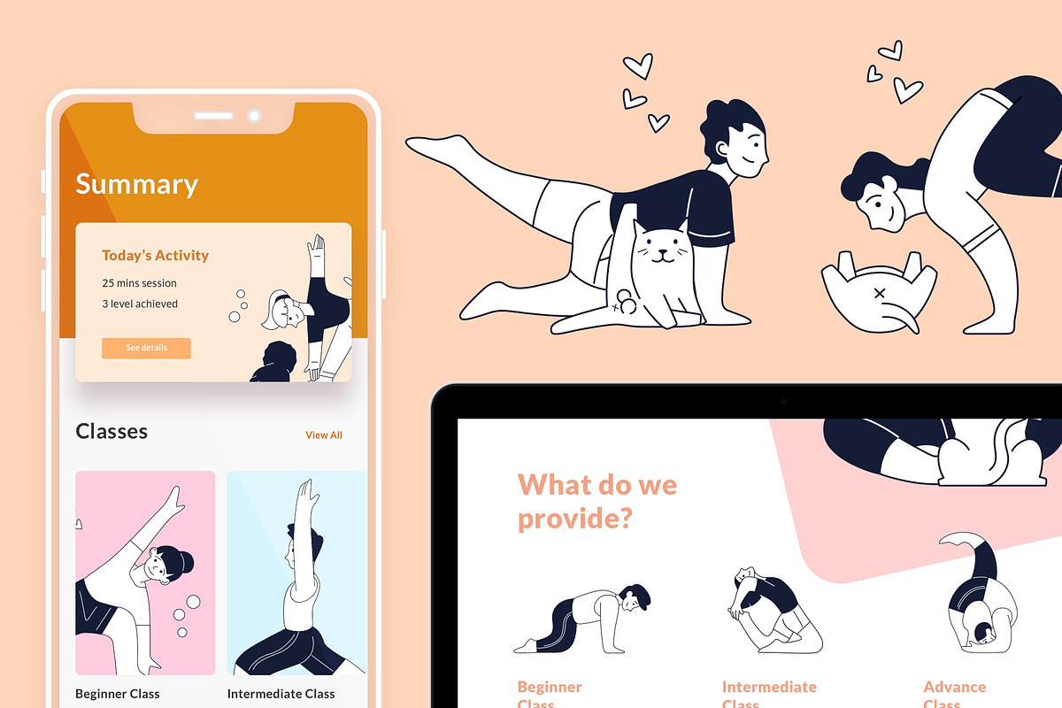 Yoga Pose Illustration Kit, a Person Illustration by Pixelz Studio (Photo 4 of 6)