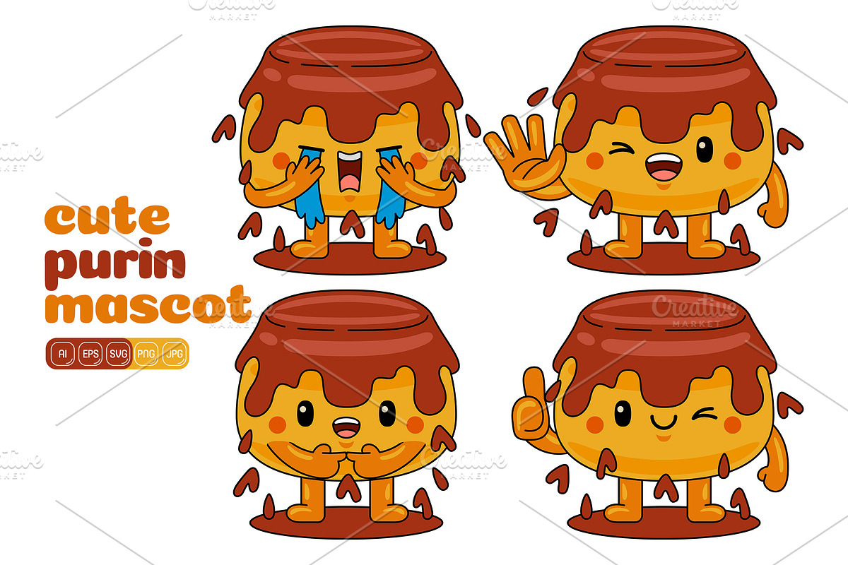 Purin Mascot Vector Pack, an Illustration by MEDZ (Photo 3 of 5)