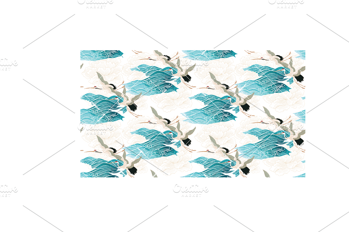 Crane birds with natural elements, a Pattern Graphic by marukopum (Photo 15 of 15)