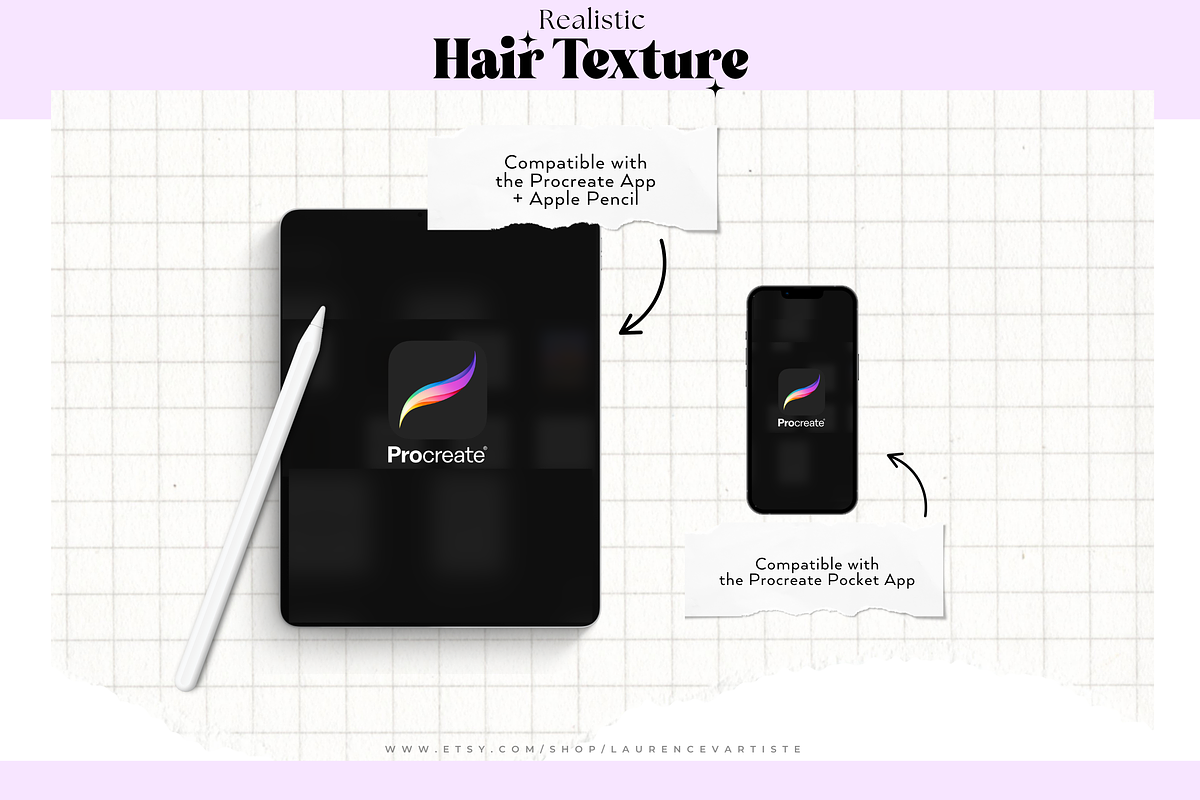 Procreate Hair Brushes, a Brush Add-On by LaurenceVArtiste (Photo 7 of 7)