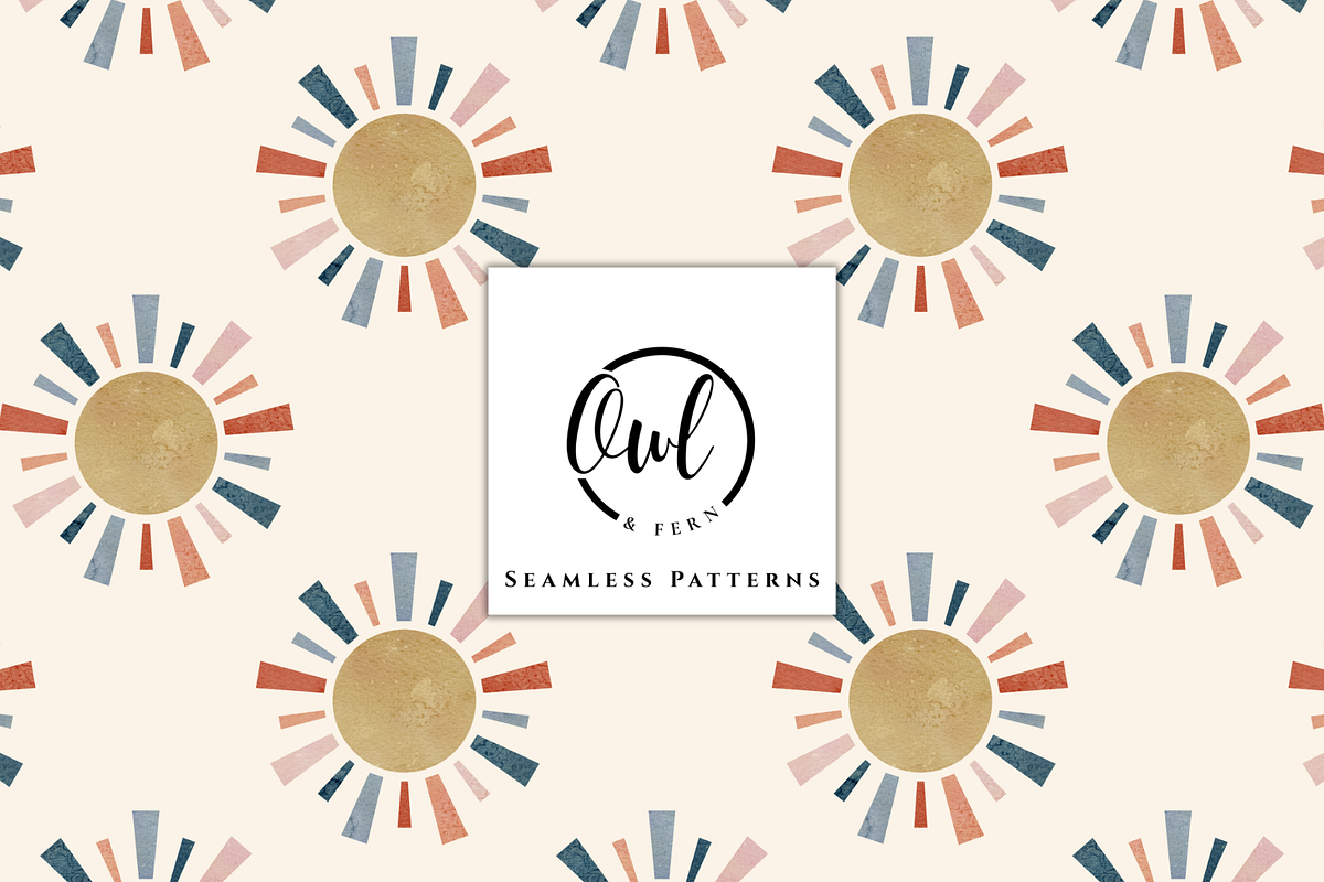 Boho Sunburst Seamless Pattern, a Pattern Graphic by OwlAndFern (Photo 1 of 12)