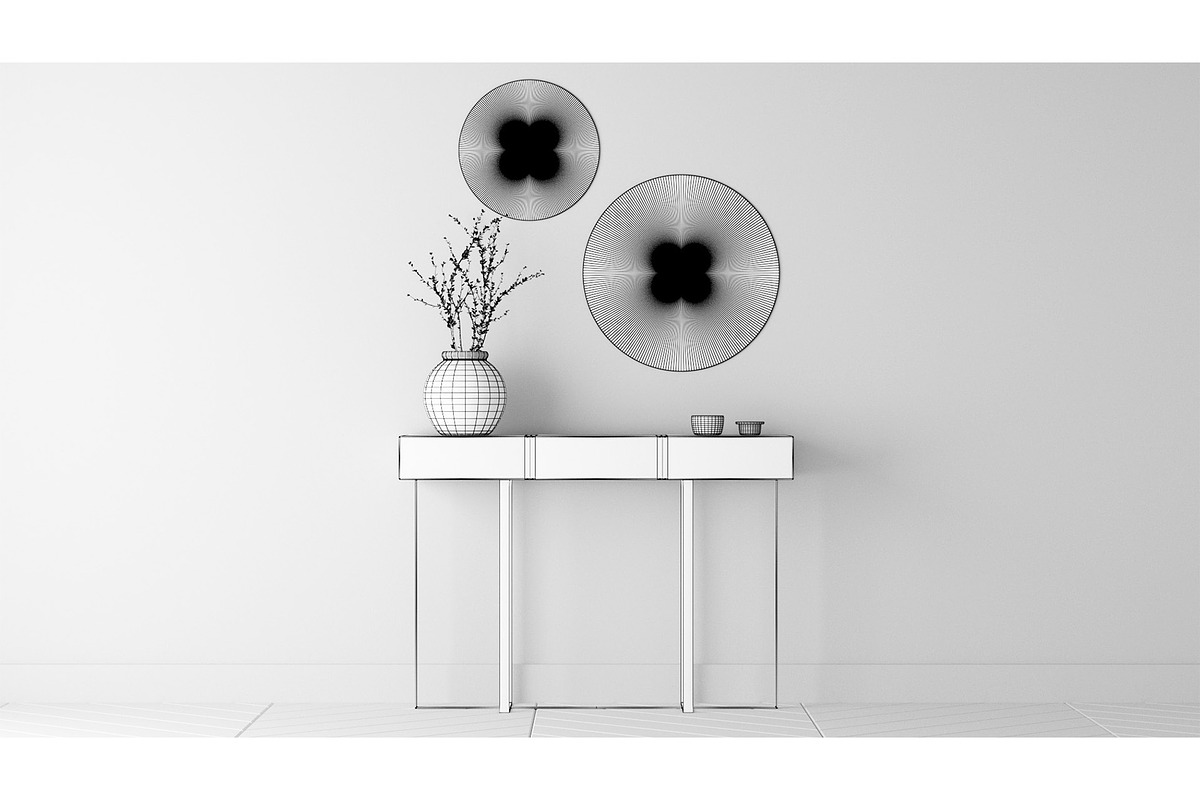 Entry Table D - Vase and Mirrors, a Furniture 3D Model by 3DCargo (Photo 5 of 6)