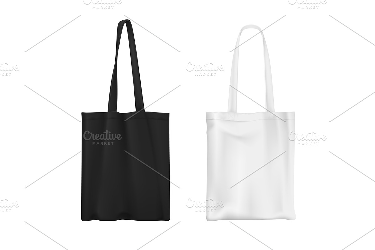Tote bag realistic mockup, 3d, an Illustration by Vector Tradition