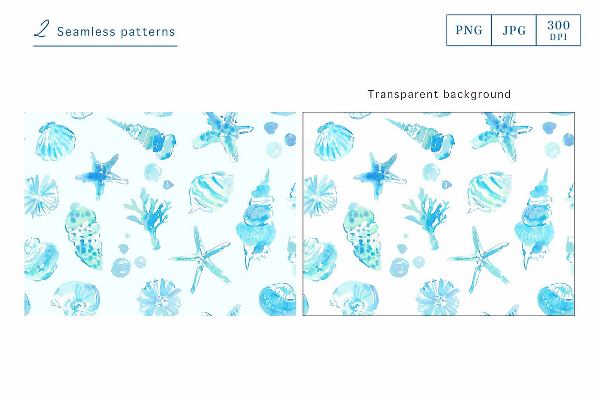 Blue Watercolor Seashell Collection, an Object Graphic by Sawango Designs (Photo 3 of 5)