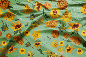 Van Gogh Sunflowers Seamless Set