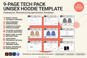 Oversized Hoodie Tech Pack Template