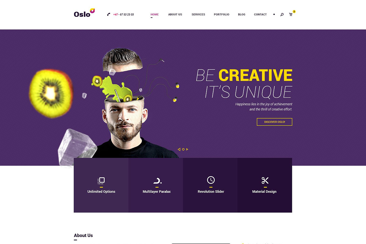 Oslo - Material Design PSD Website, a Websites & App Template by Milo Studio (Photo 3 of 13)
