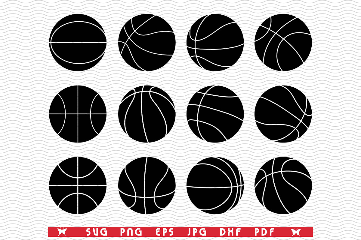 SVG Basketball Balls, Silhouettes, a Background Graphic by DesignStudioRM