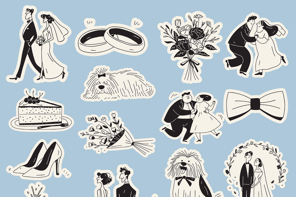 Wedding Collection: 66 Line Art Pack, a Person Illustration by Veyla (Photo 7 of 16)