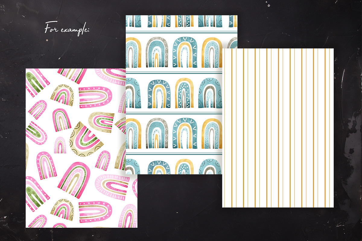 Watercolor Boho Rainbows Set, an Object Graphic by OrangePeafowlArt (Photo 14 of 16)