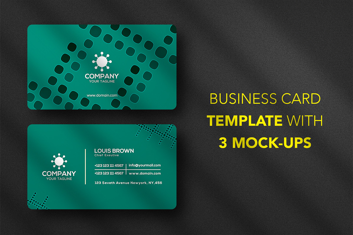 Business card Template & 3 Mock-up, a Business Card Template by Smashing_Studio (Photo 1 of 10)