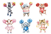 Cheerleader Animal Clipart, an Illustration by DreamArtGraphic (Thumbnail 1 of 4)