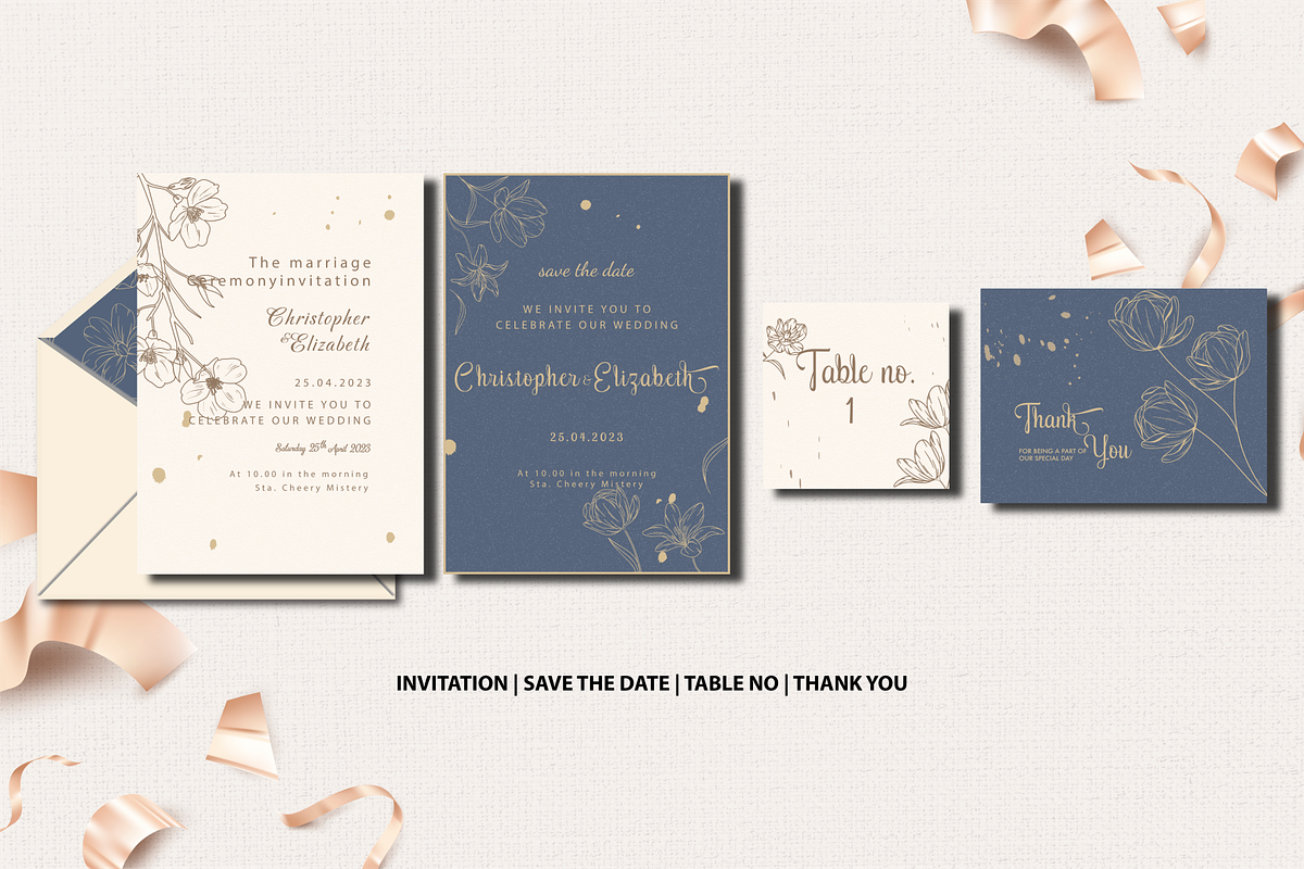 Luxury wedding templates with pastel, an Invitation Template by Motivation Art (Photo 3 of 6)