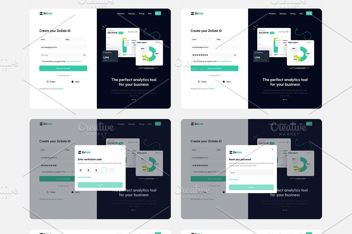 ZoSale-Sales Analytics Dashboard, an UI Kit Template by DesignsLab (Photo 5 of 10)