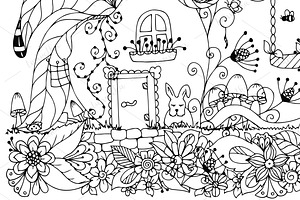 Doodle House In Turnip Flowers.