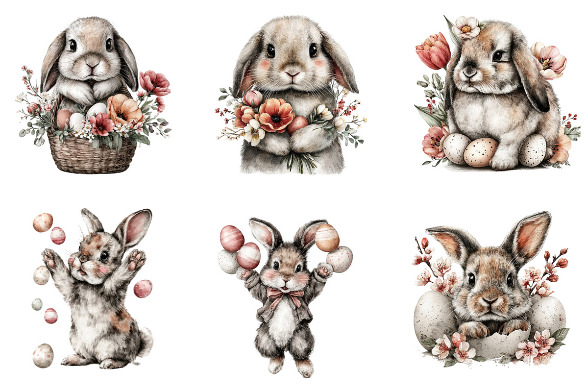 Happy Easter Bunny Clipart, an Illustration by Dream Creation (Photo 2 of 7)
