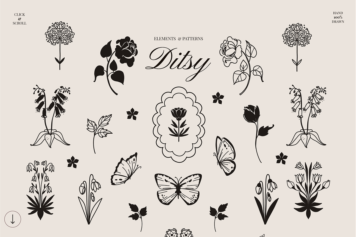 Vintage ditsy art & Floral patterns, a Decorative Illustration by Summer Nightingale Art (Photo 14 of 19)