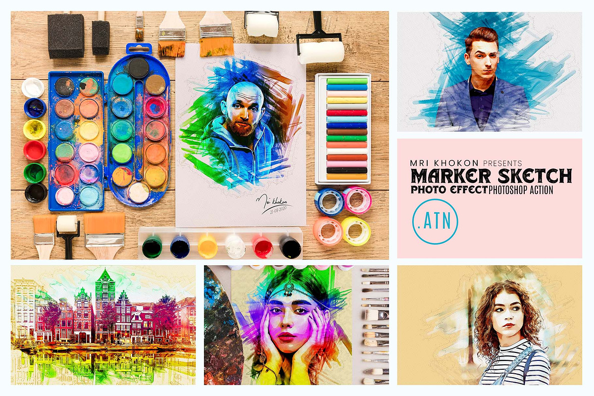 Marker Sketch Photoshop Action, an Action Add-On by MRI STUDIO (Photo 1 of 18)