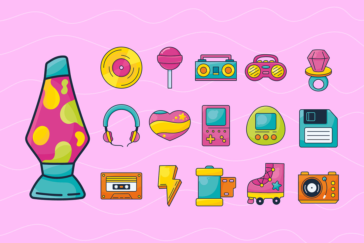 Retro Pop Culture Icon Set