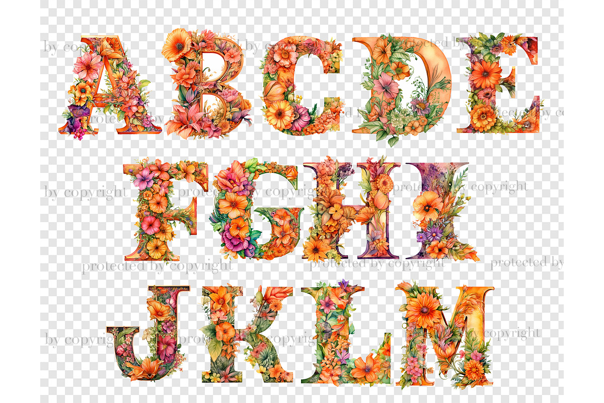 Alphabet Flowers Clipart, an Education Illustration by GlamArtZhanna (Photo 5 of 7)