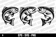 vector icon of a jumping salmon, an Animal Illustration by Vectorhight (Thumbnail 2 of 5)