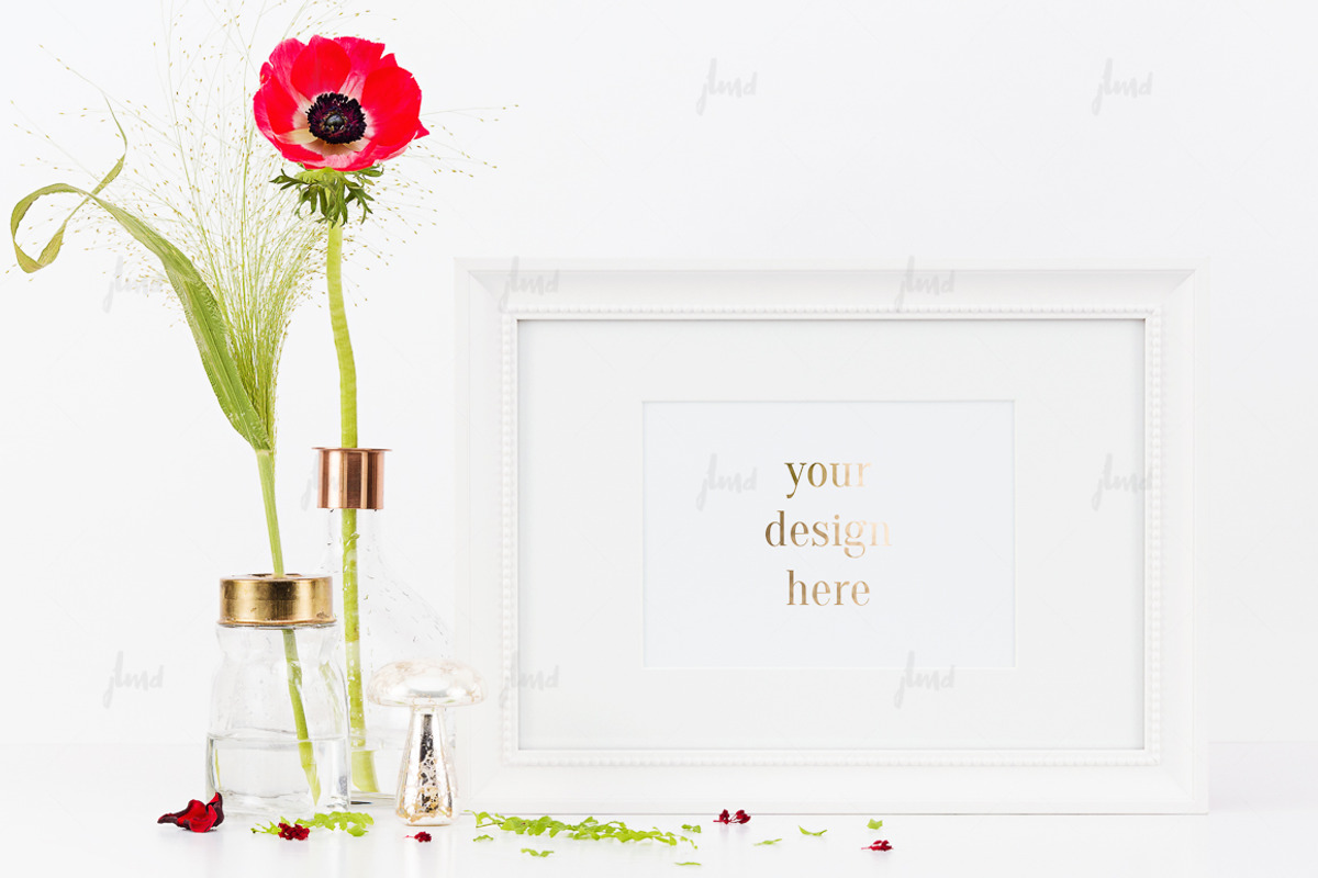 Spring white frame mockup, a Print Template by JustLikeMyDesktop (Photo 1 of 2)