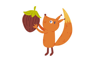 Adorable baby squirrel with, an Animal Illustration by TopVectors