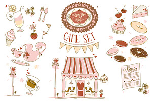 Hand-drawn Cafe Set - FREE Patterns