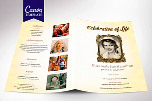 Golden Victorian Funeral Program, a Brochure Template by Four C Graphic
