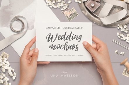 Animated Custom Wedding mockups, a Print Template by Una Matison