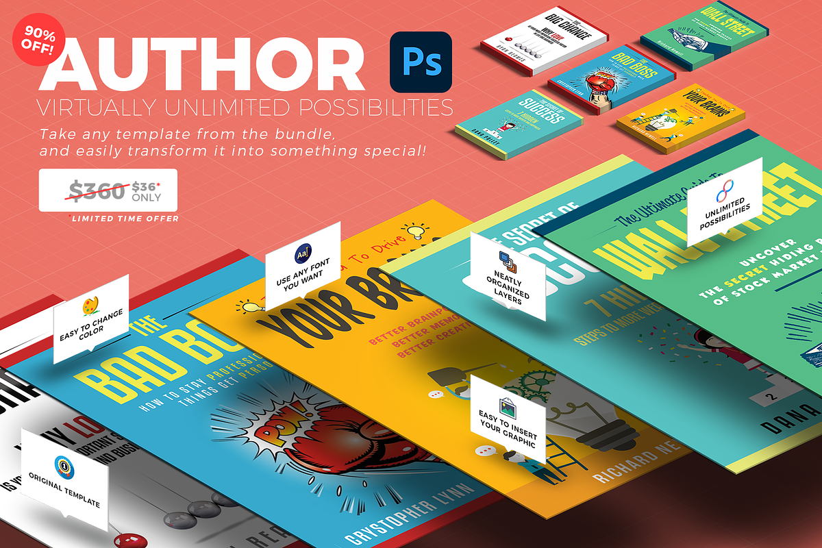 AUTHOR - Book Cover Templates Bundle, a Templates & Theme by Digital Goods (Photo 4 of 7)