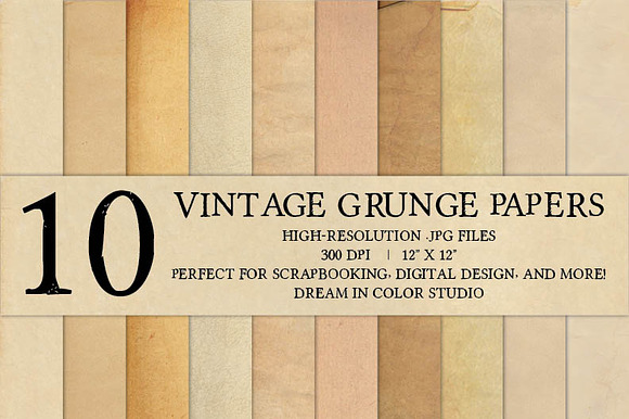 10 Vintage Grunge Paper Textures preview 5