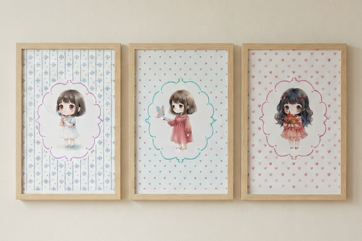Set of 6 Whimsical girls Wall Decor, a Decorative Illustration by Pink_bloom (Photo 9 of 10)