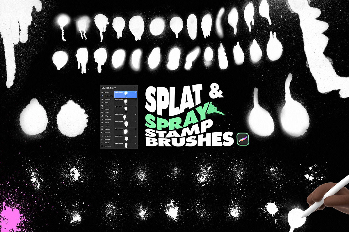 Splat & Spray Procreate Brushes, a Brush Add-On by Layerform Design Co.