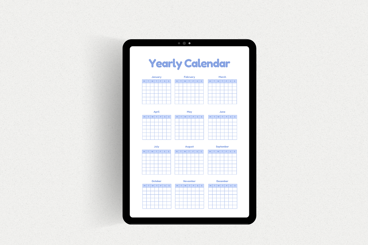 Undated Yearly Calendar Printable, a Stationery Template by The Chaos Project (Photo 3 of 10)