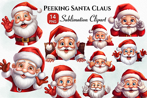 Santa Claus Peeking Christmas Bundle